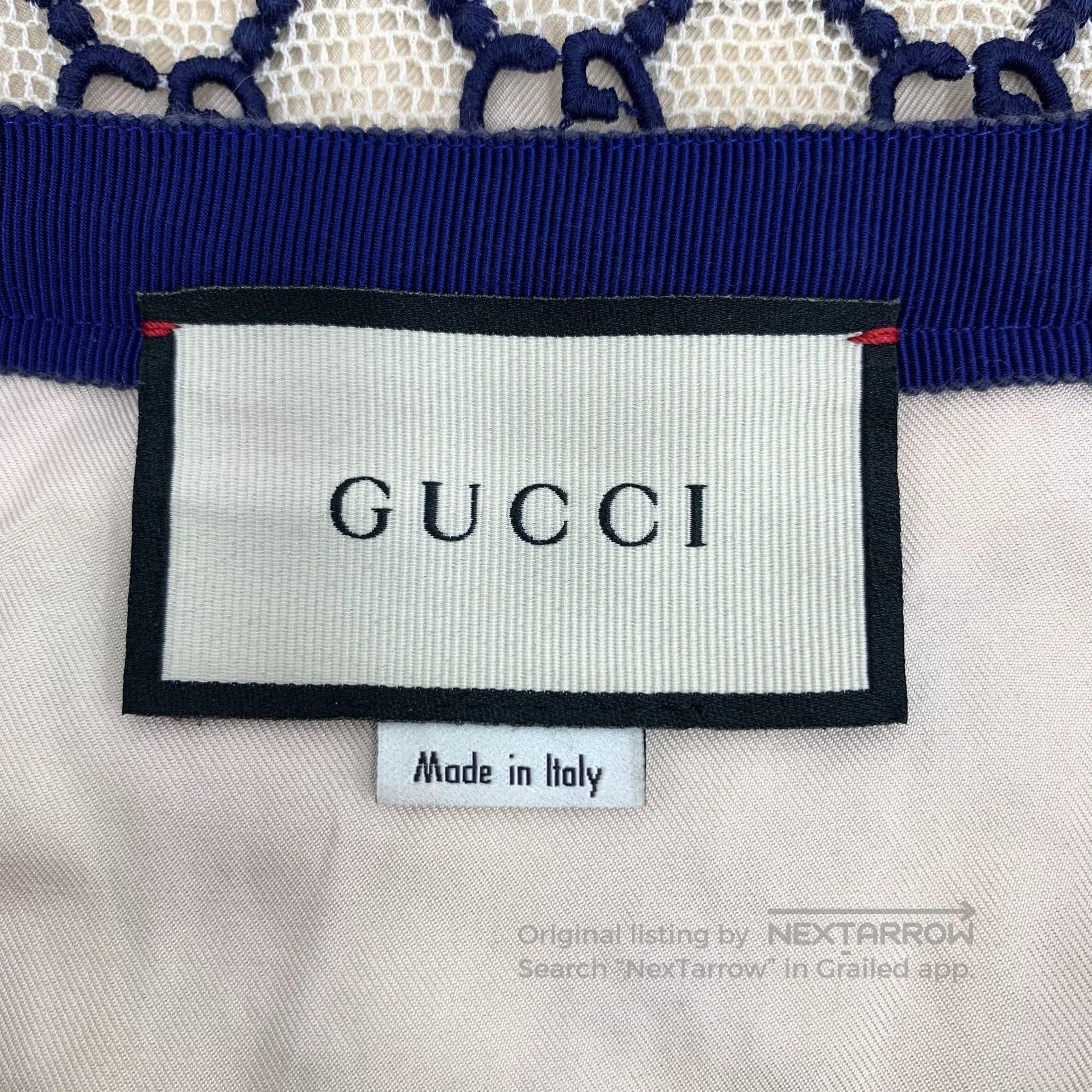 Gucci Guicci Contrast Color Net Logo Jacquard Full Print Cotton Size 37" - 5 Thumbnail