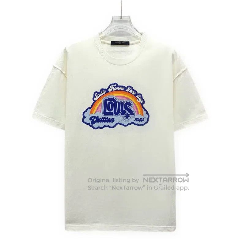 Louis Vuitton Louis Vuitton 23 white rainbow monogrammed cotton crew nec Size US S / EU 44-46 / 1 - 1 Thumbnail