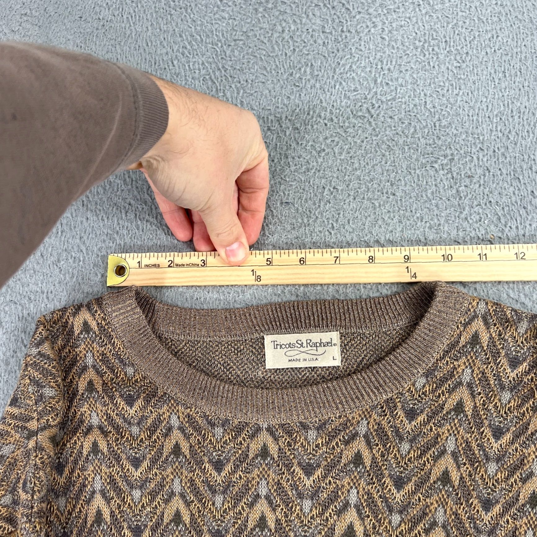 Vintage VINTAGE Tricots St Raphael Knit Sweater Mens L Large Geometric 3D Design USA MADE Streetwear? Size US L / EU 52-54 / 3 - 7 Thumbnail