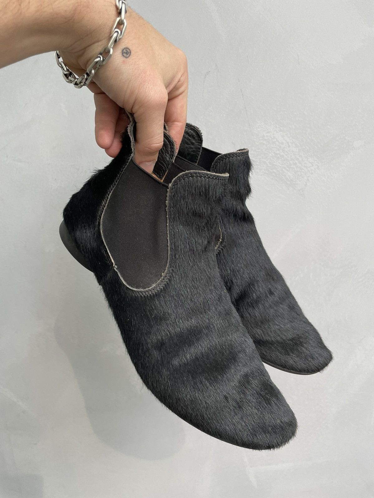 Vintage Vintage fur cow leather black GUIDI style boots 90s Size US 5 / EU 37 - 10 Thumbnail