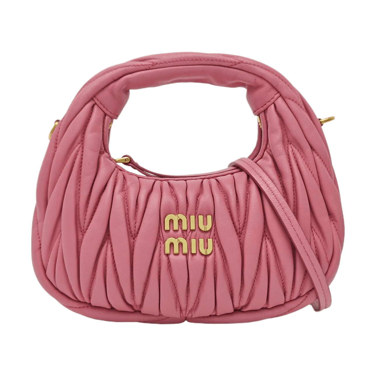 Miu Miu Miu Miu Wander Matelassé Pink Leather Shoulder Bag Size ONE SIZE - 1 Thumbnail