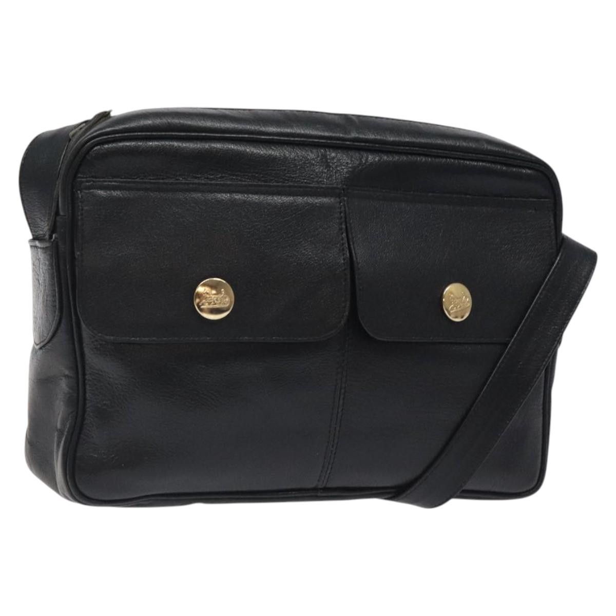 Celine Shoulder Bag Leather Black Gold Auth 121842, Women's