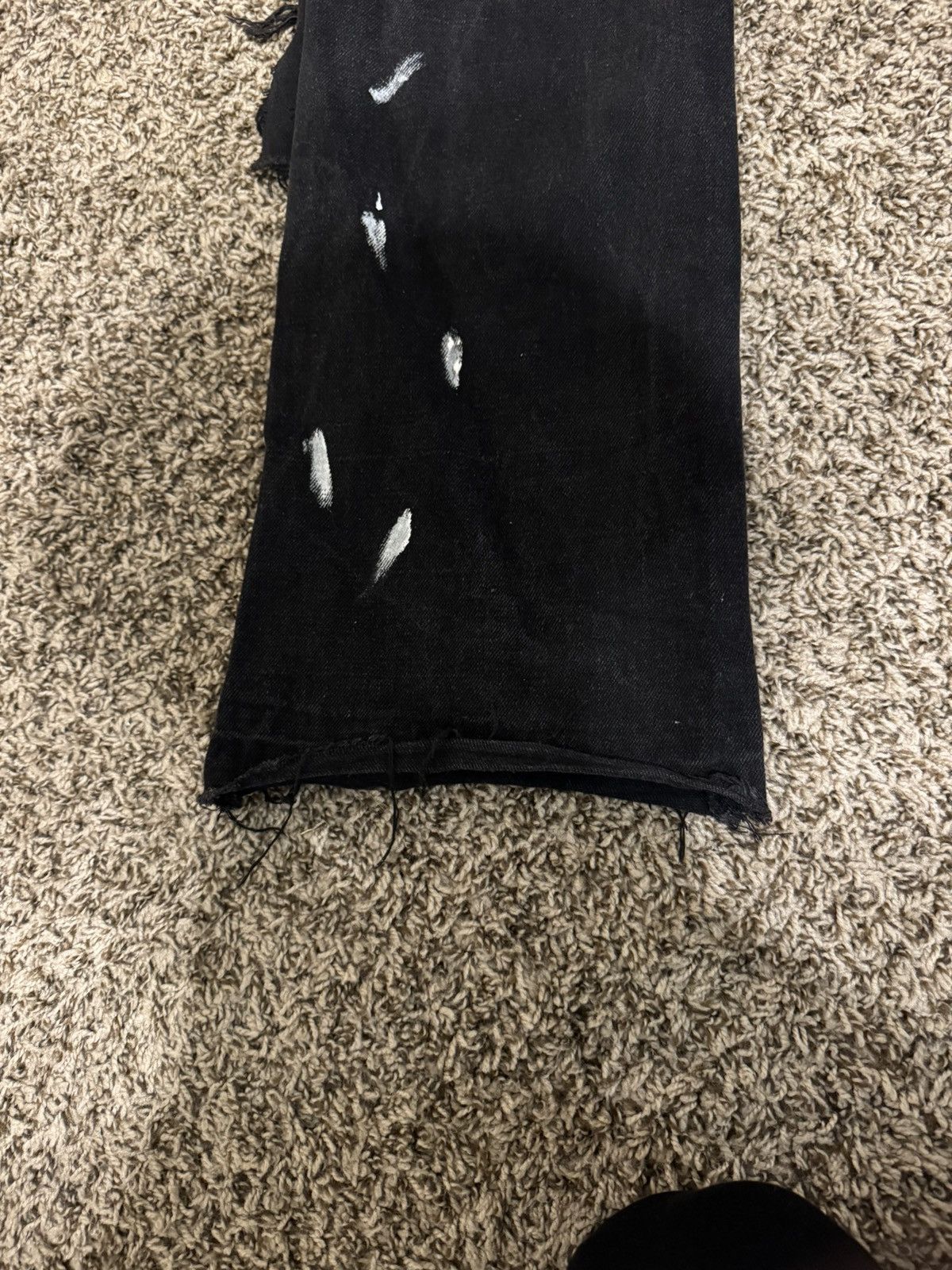Other Black denim jean with paint splatter and frayed hem Size US 34 / EU 50 - 6 Thumbnail