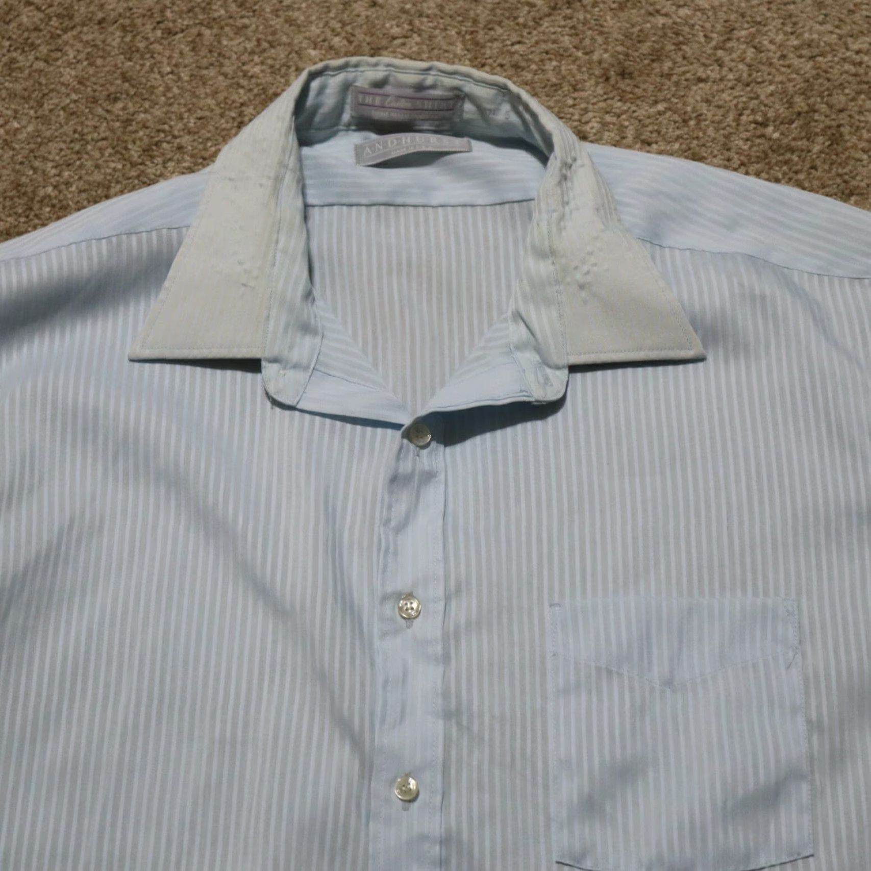 Vintage Andhurst Shirt Mens XL Blue Stripes Button-Down Long Sleeve 80s 90s Casual Travel Size US XL / EU 56 / 4 - 2 Thumbnail