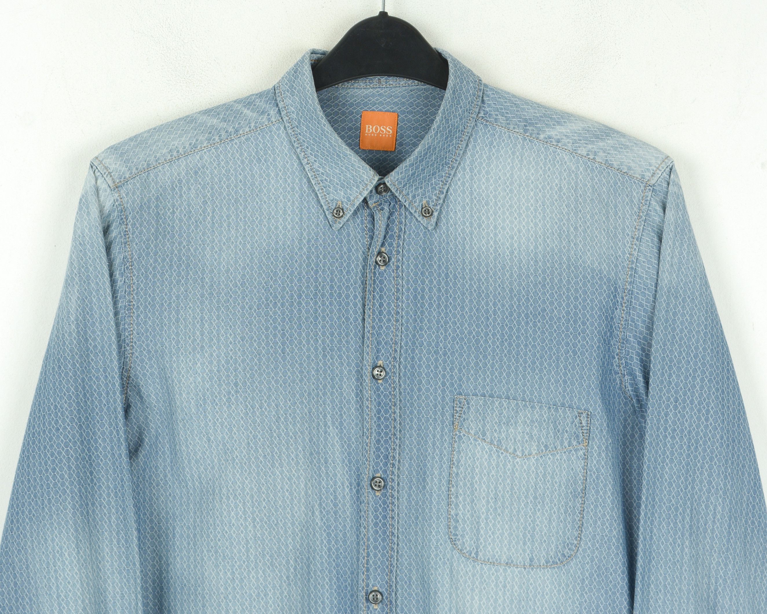 Hugo × Hugo Boss Orange Label Shirt Casual Formal Long Sleeved Top Honeycomb Size US M / EU 48-50 / 2 - 7 Thumbnail