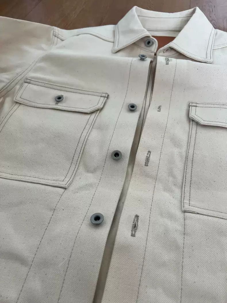 Rick Owens Rick Owens Rick Owens Milky white denim double pocket coat Size US XL / EU 56 / 4 - 3 Thumbnail