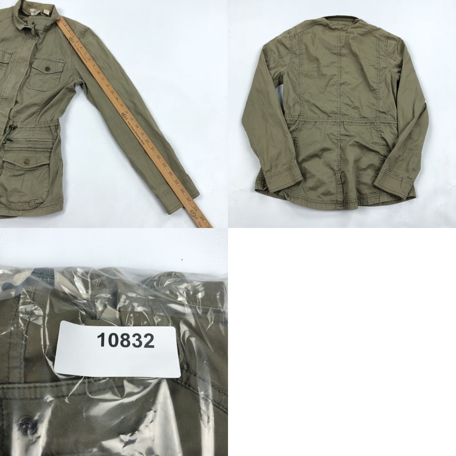 Vintage L.L.Bean Women's XS Regular Olive Green Cotton Blend Utility Safari Jacket Size XS / US 0-2 / IT 36-38 - 8 Thumbnail