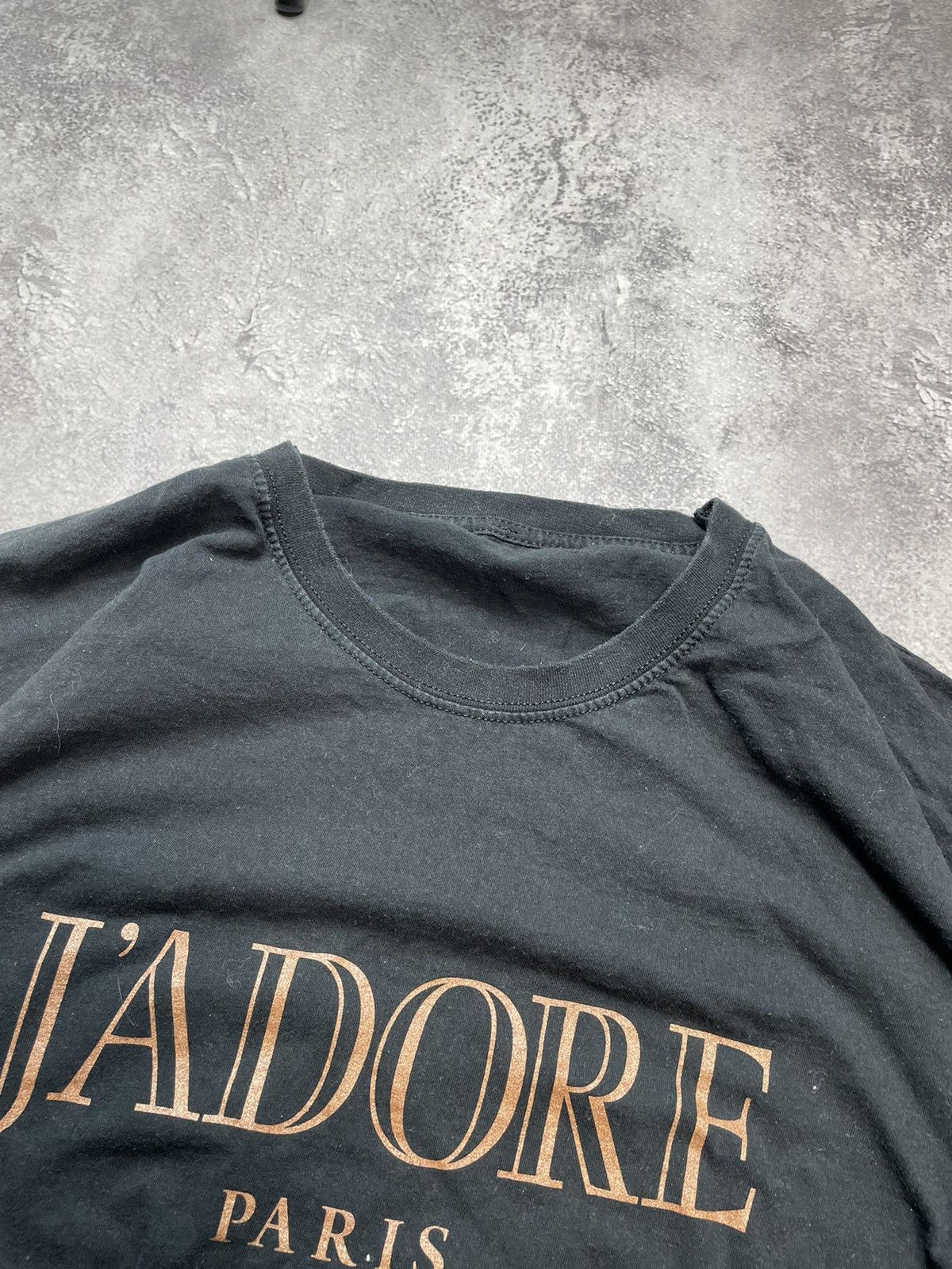 Fruit Of The Loom J'adore Paris Vtg Faded Black 00s Streetwear Tee Size US XL / EU 56 / 4 - 2 Thumbnail