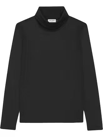 Saint Laurent Paris o1la1rc1a1225 704729 Cassandre Sheer Turtleneck Top in Silk Size US M / EU 48-50 / 2 - 2 Thumbnail