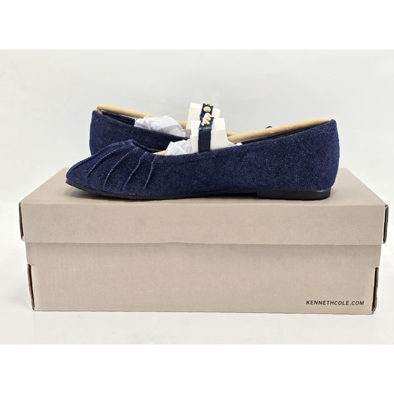 Vintage KENNETH COLE REACTION Women’s Eimar Pearl Denim Ballet Flats NIB Size 5.5 M - Blue Ballet Flat Shoe for Women Size US 4 / IT 34 - 5 Thumbnail