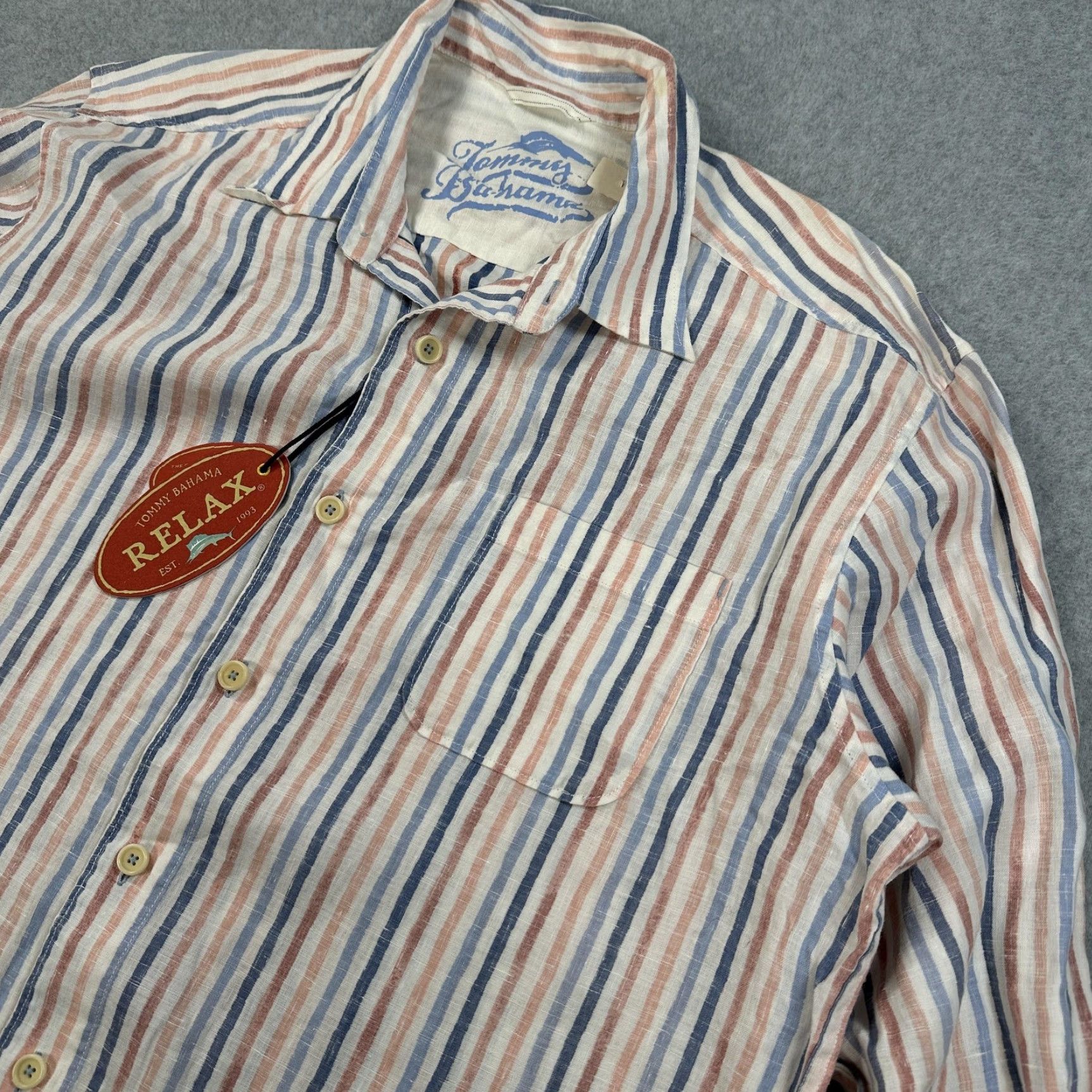 Tommy Bahama Tommy Bahama Sea Vista Stripe Shirt Mens Medium White Relax Button-Up Casual Size US M / EU 48-50 / 2 - 2 Thumbnail