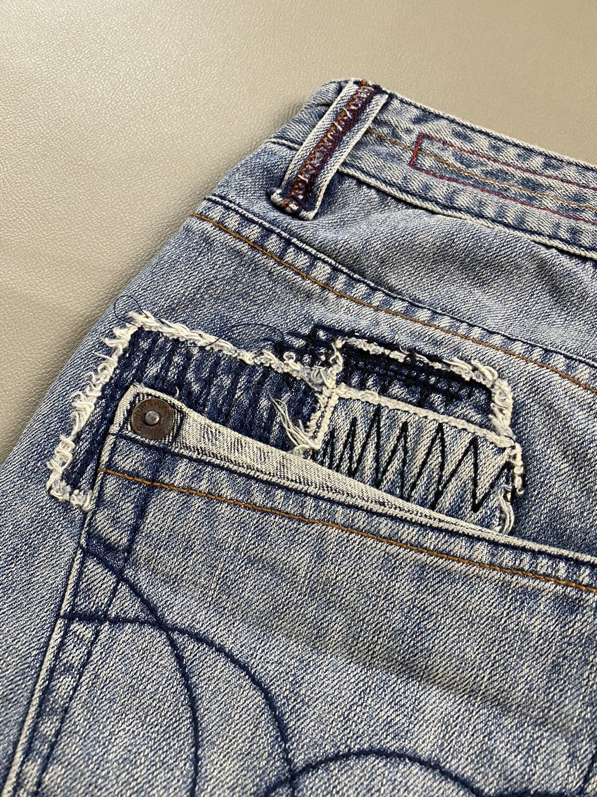 If Six Was Nine × Japanese Brand × Tornado Mart 2000s Tough Jeansmith Patchwork Distressed Denim Jeans Size US 32 / EU 48 - 5 Thumbnail
