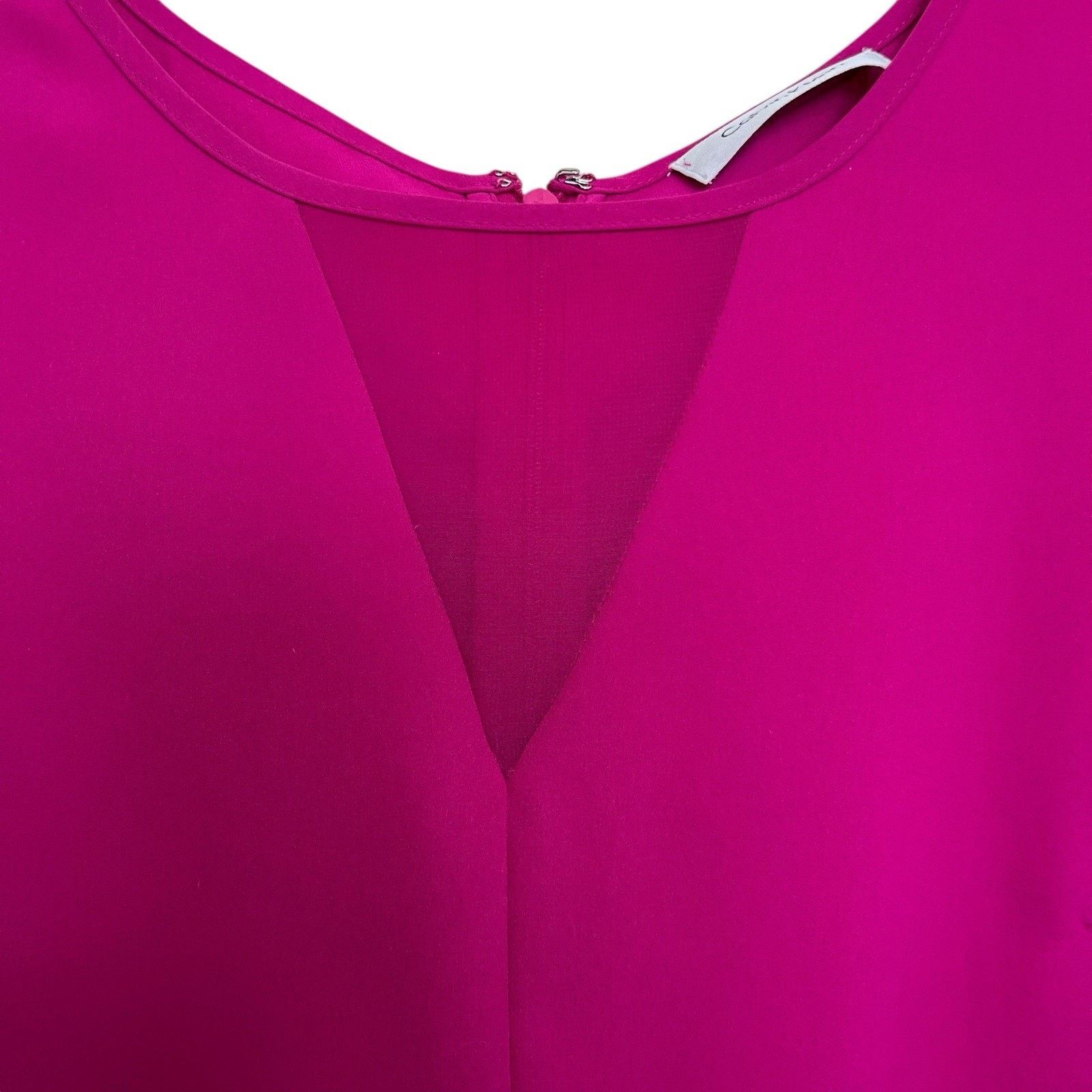Calvin Klein Calvin Klein | Hot Pink Fuchsia Sleeveless Top Mesh Neckline Size L / US 10 / IT 46 - 3 Thumbnail