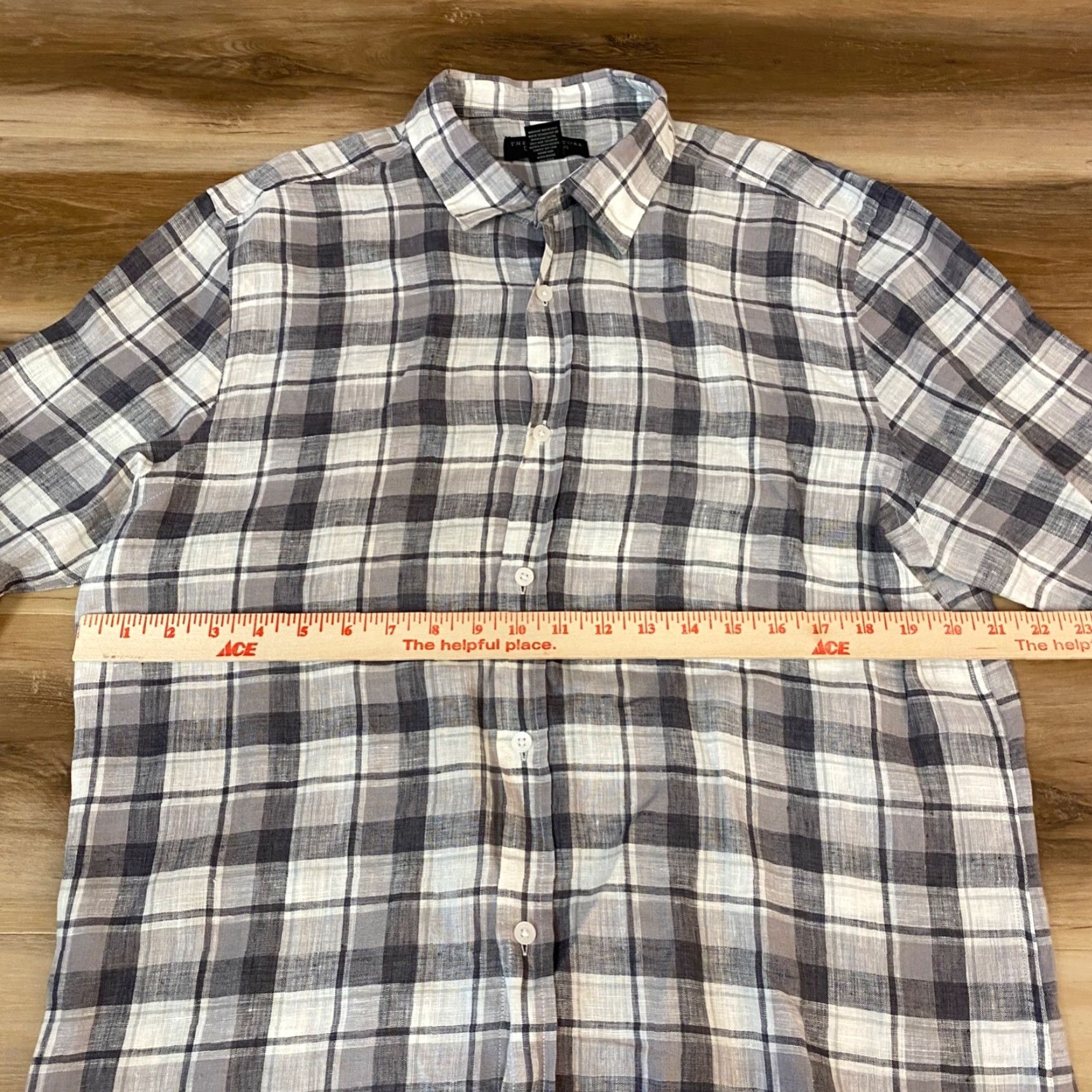Bloomingdale's Bloomingdale's Shirt Mens Large 100% Linen Gray Plaid Long Sleeve Button Up Size US L / EU 52-54 / 3 - 6 Thumbnail