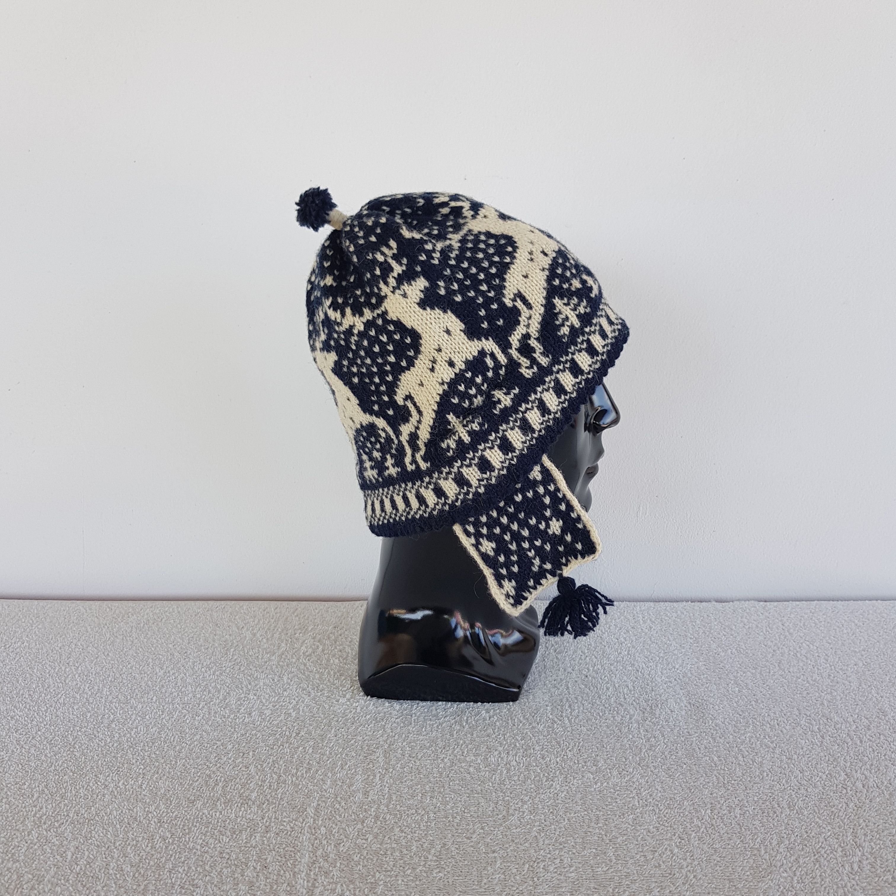 Other Vintage Deer Aztec Earflap Beanie Knit Snow Caps Ski Hats. Size ONE SIZE - 3 Thumbnail