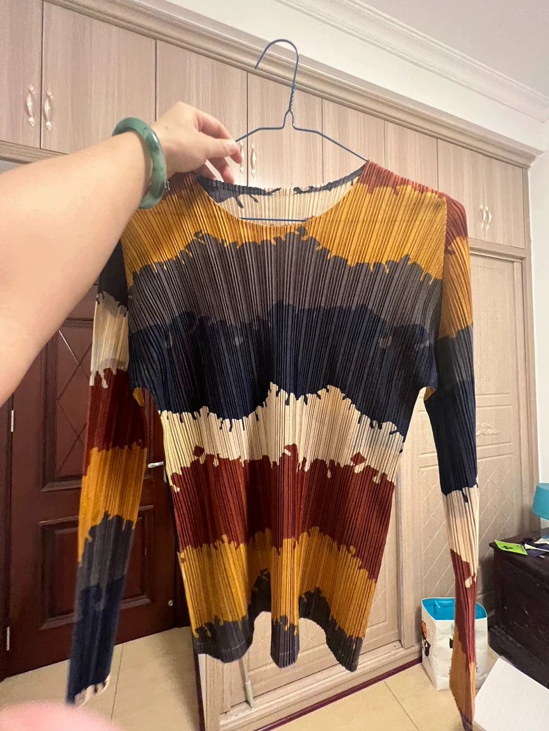 Issey Miyake Issey Miyake size:3 Retro three-color long-sleeved top Size M / US 6-8 / IT 42-44 - 2 Thumbnail