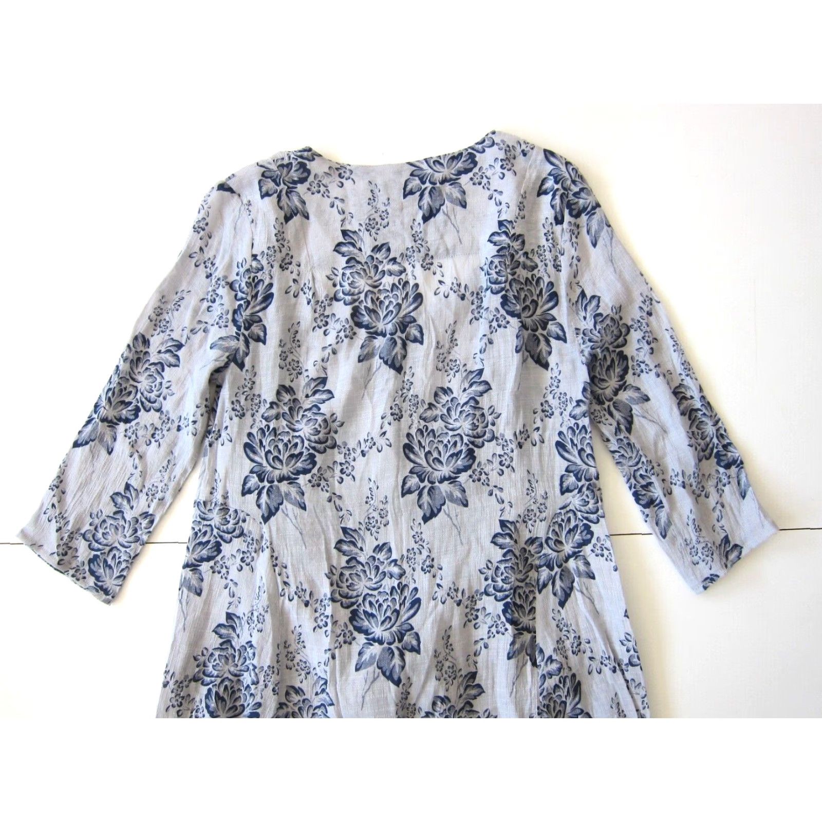 Vintage Christine Phillipe Rayon Blue Floral 3/4 Sleeve Tie Tunic Shirt Dress Small Size S / US 4 / IT 40 - 5 Thumbnail