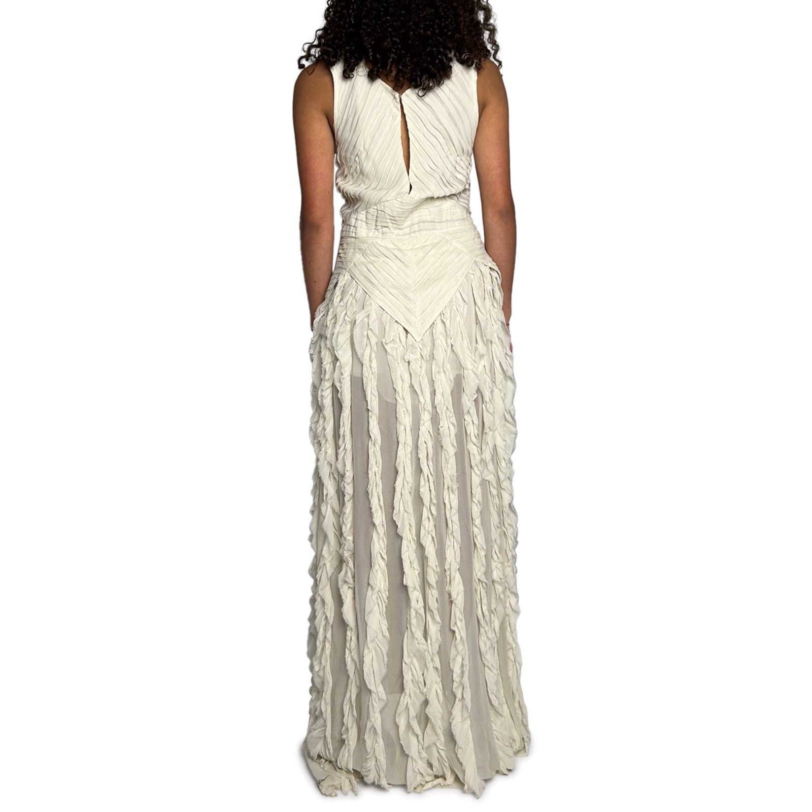 Flannel White Maxi Dress Size L / US 10 / IT 46 - 4 Thumbnail