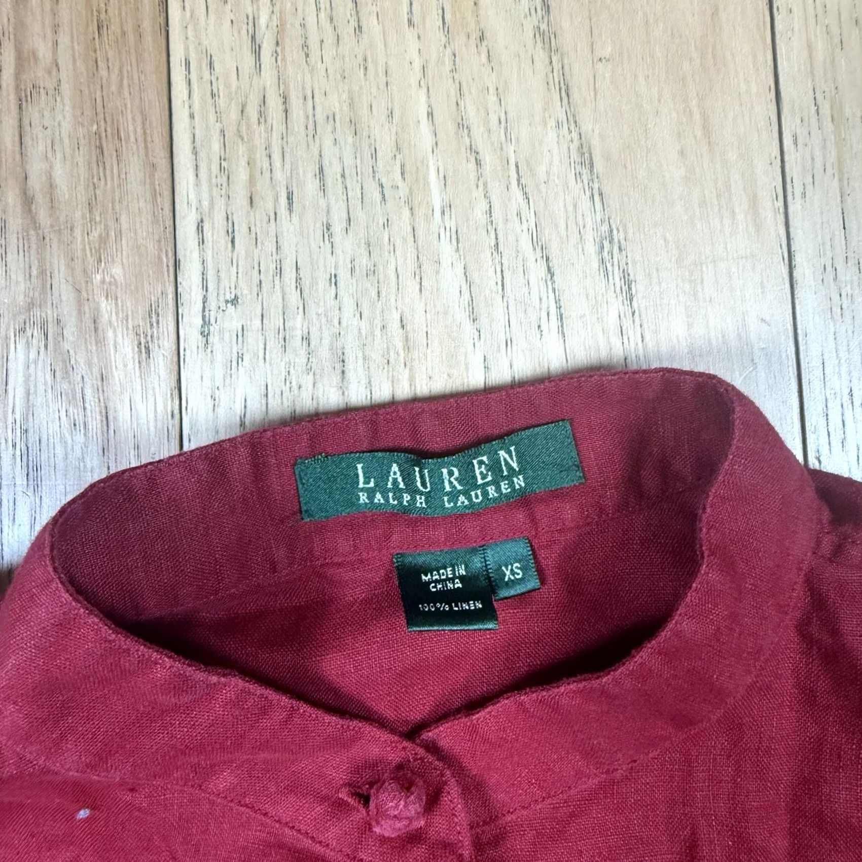 Ralph Lauren VINTAGE? (No) Lauren Ralph Lauren Tunic Shirt Women XS Regular Linen Red Roll Tab Sleeve 100% Linen Women Girls? Size XS / US 0-2 / IT 36-38 - 3 Thumbnail