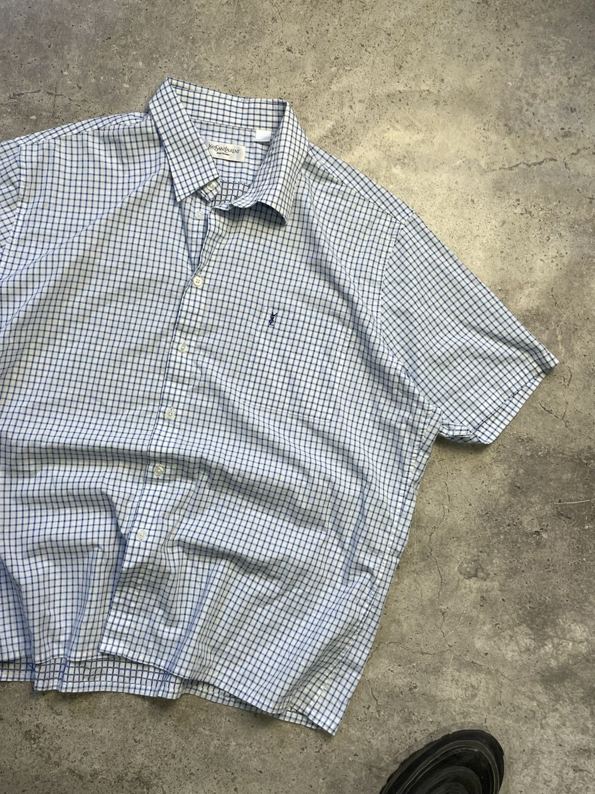 Yves Saint Laurent Vintage Yves Saint Laurent YSL Check Short Sleeve Shirt Size US XL / EU 56 / 4 - 2 Thumbnail