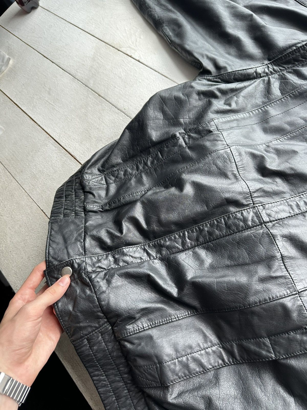 Other 🚨VNTG LEATHER JACKET AVANT GARDE ASYMMETRICAL BLACK MOTO Size US XL / EU 56 / 4 - 5 Thumbnail