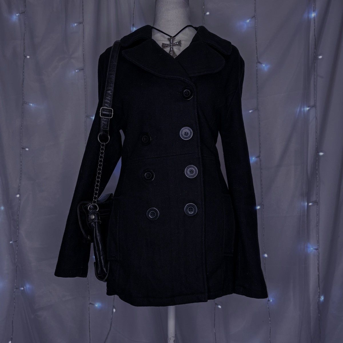 rue21 Vintage Rue 21 Black Wool Blend Coat Size M / US 6-8 / IT 42-44 - 1 Thumbnail