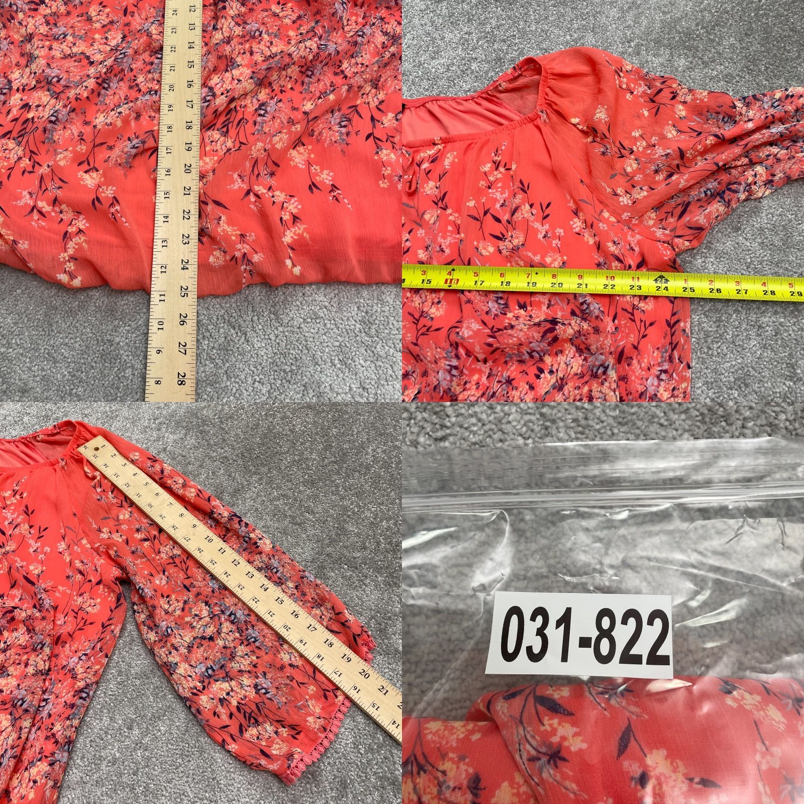 Vintage Sara Michelle Blouse Off Shoulder Womens 3X Orange Floral Long Sleeve Summer Top Size XXL / US 16-18 / IT 52-54 - 8 Thumbnail