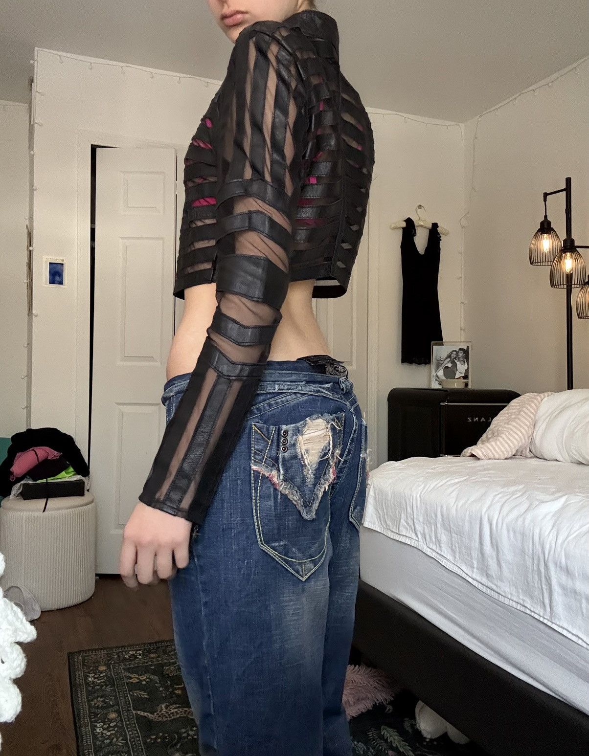 Bebe Vintage Bebe Striped Cropped Leather Jacket Size S / US 4 / IT 40 - 2 Thumbnail