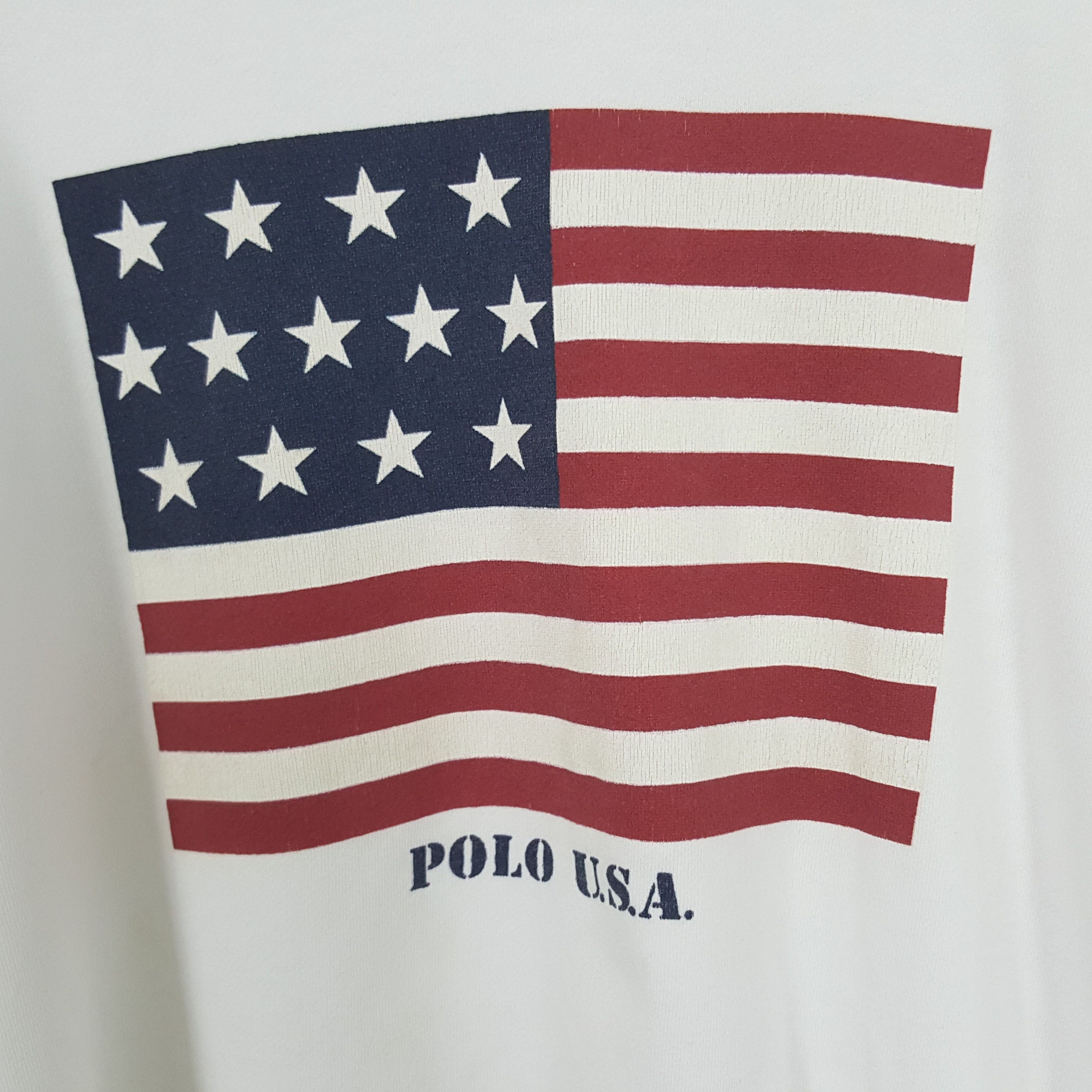 Polo Ralph Lauren × Vintage Vintage Polo USA American USA Flag Sweatshirt Size US XXL / EU 58 / 5 - 2 Thumbnail