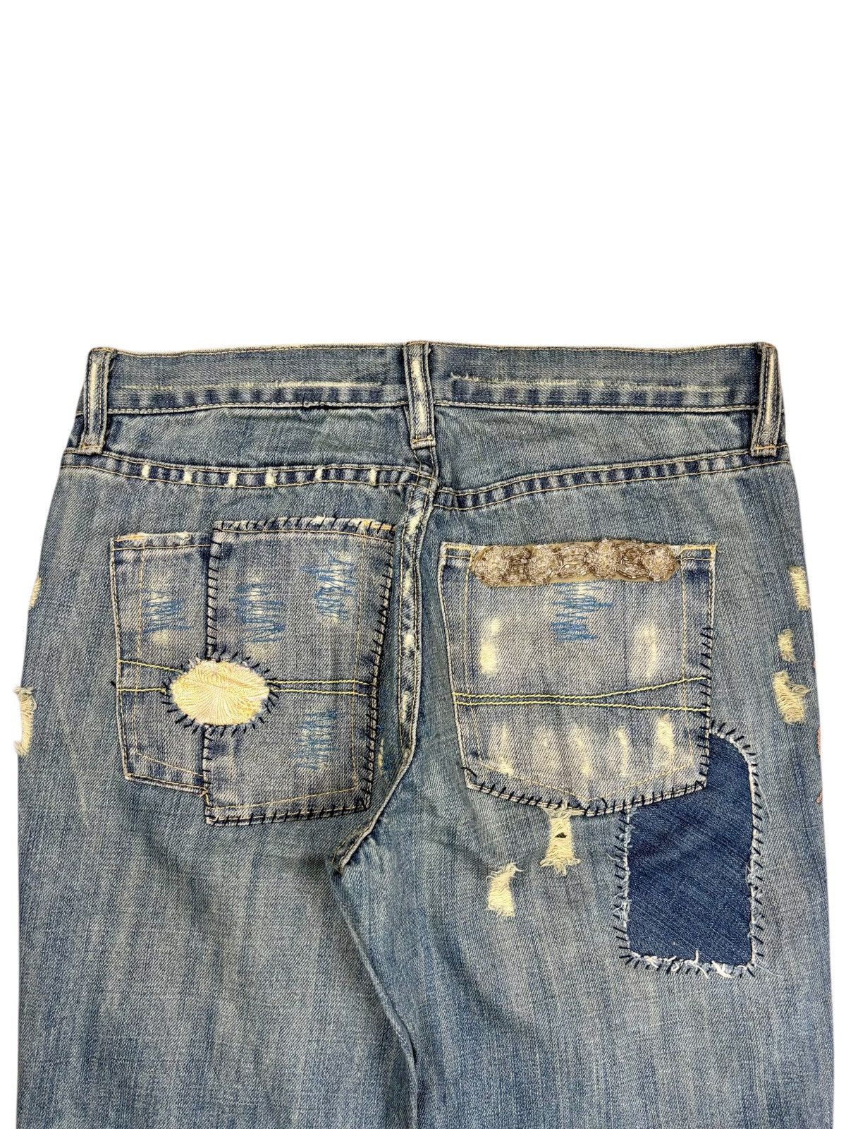 If Six Was Nine 2000s Japanese Brand - Hippie Patchwork Flared Denim Pants Size US 29 - 3 Thumbnail