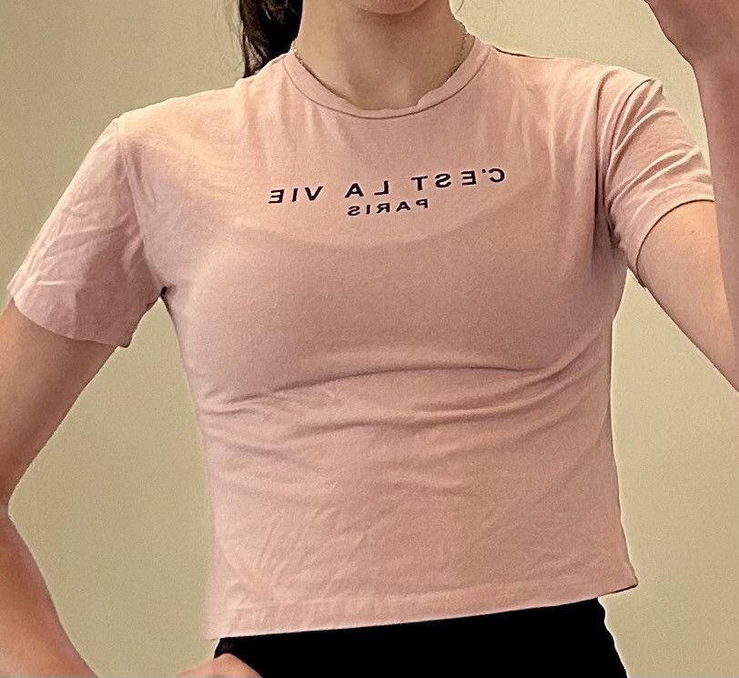 Shein pink Shein “c’est la vie” cropped tee Size XS / US 0-2 / IT 36-38 - 1 Thumbnail