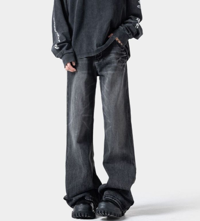 Japanese Brand Men's distressed wide-leg washed lightning pattern jeans Size US 32 / EU 48 - 1 Thumbnail