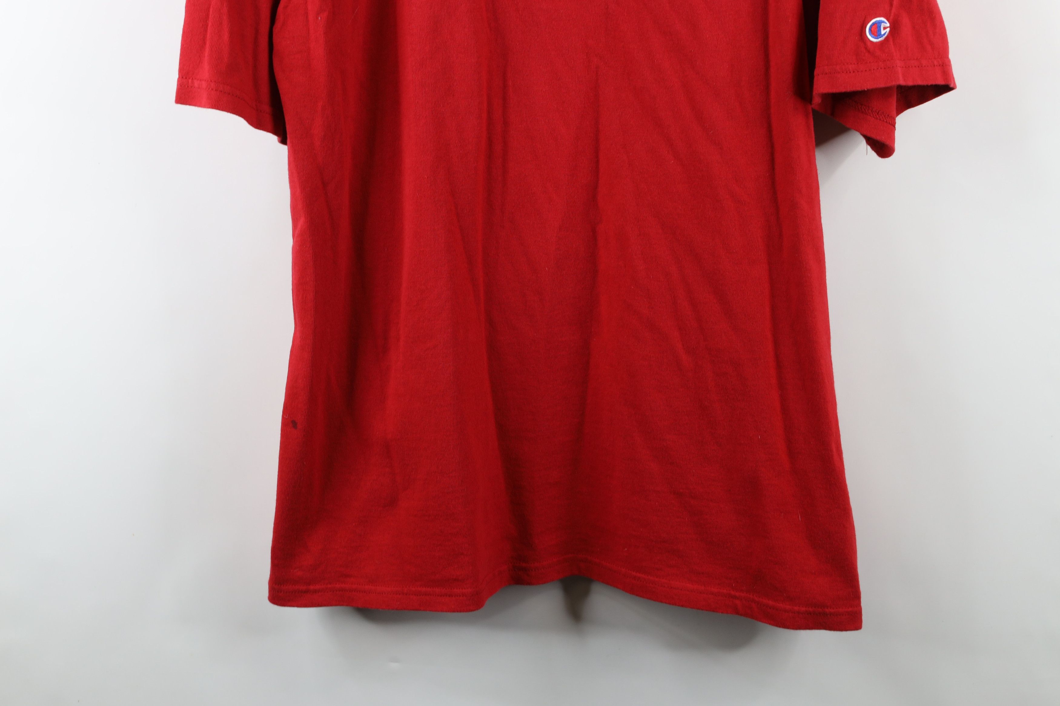 Champion × Vintage Vintage 90s Champion Faded Spell Out Jersey Knit T-Shirt Red Size US L / EU 52-54 / 3 - 3 Thumbnail