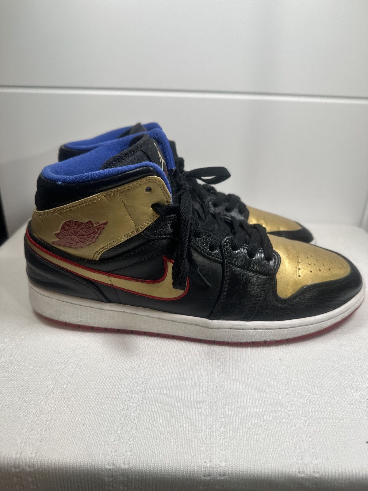 Nike Air Jordan 1 Mid 'Black Gold Red' Size US 11.5 / EU 44-45 - 1 Thumbnail