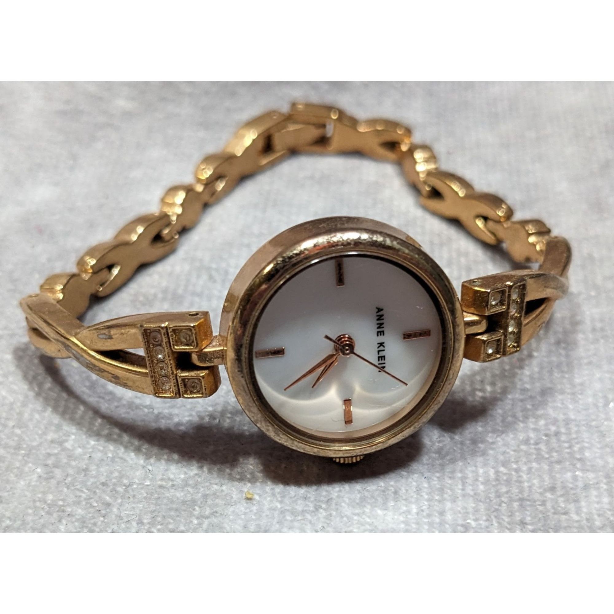 Anne Klein Anne Klein Gold Tone Watch With Rhinestones And Mother Of Pe Size ONE SIZE - 8 Thumbnail