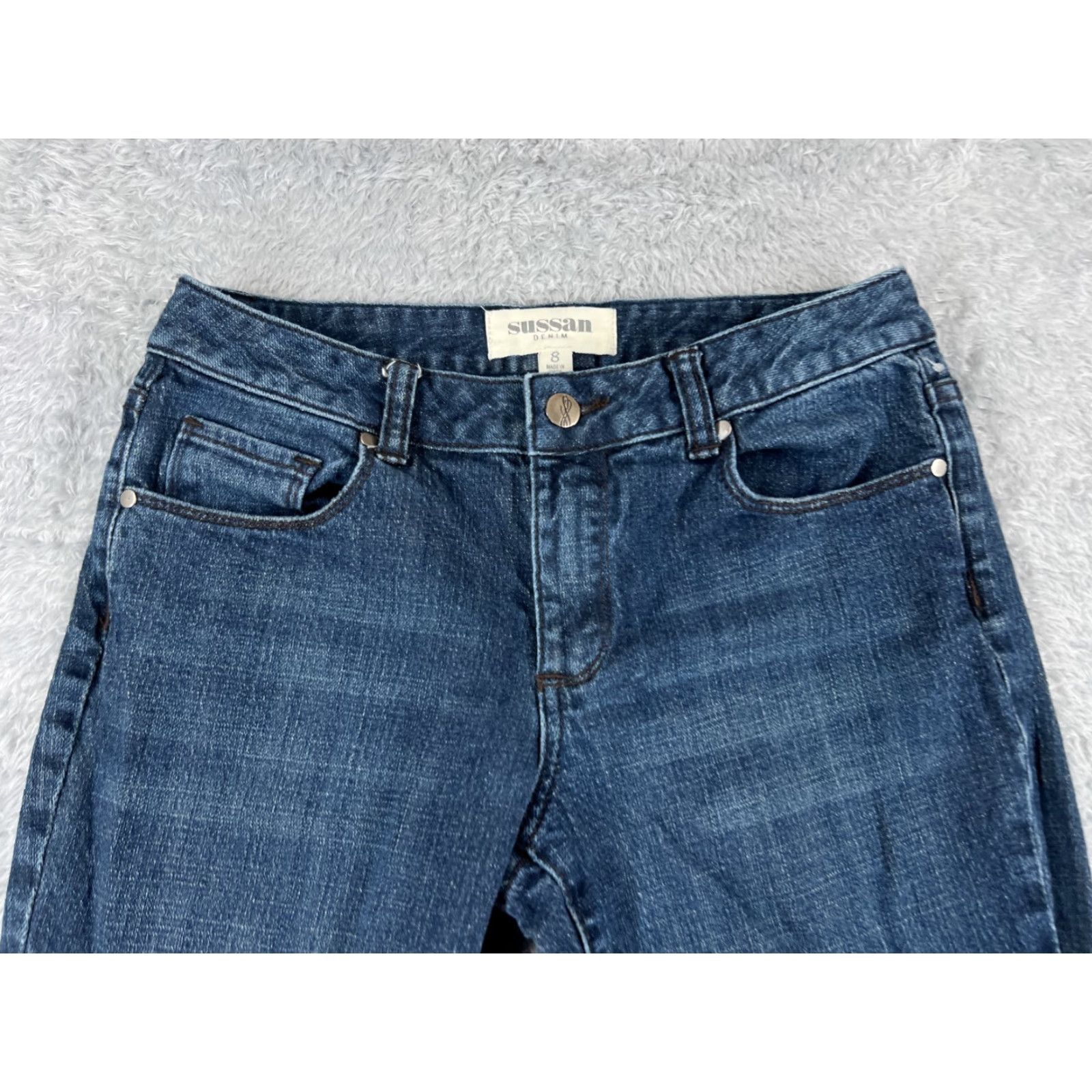 Denime VINTAGE Sussan Jeans 8 Blue Denim Bootcut Skinny Low Rise Cotton 26x30 30 in 5-Pocket Design Embroidered Stretch Regular Womens Size 30" / US 8 / IT 44 - 4 Thumbnail