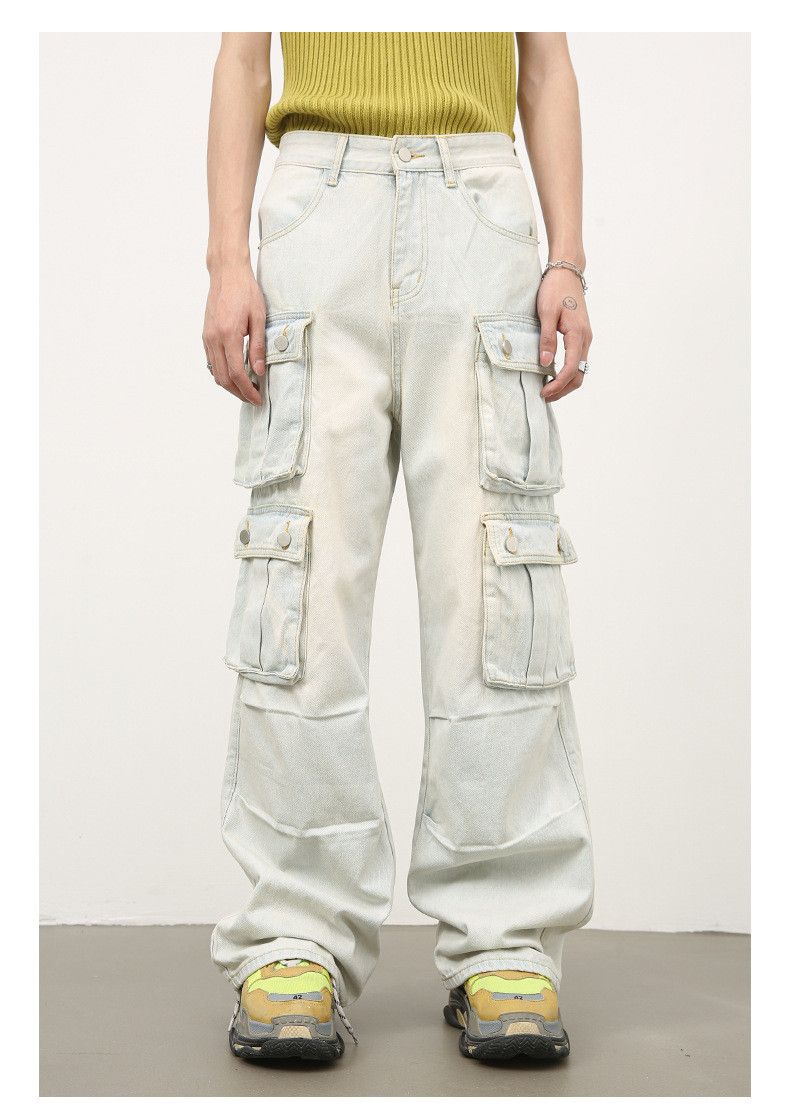 Japanese Brand × Jean Multi-pocket vintage loose straight cargo wide-leg jeans Size US 32 / EU 48 - 1 Thumbnail