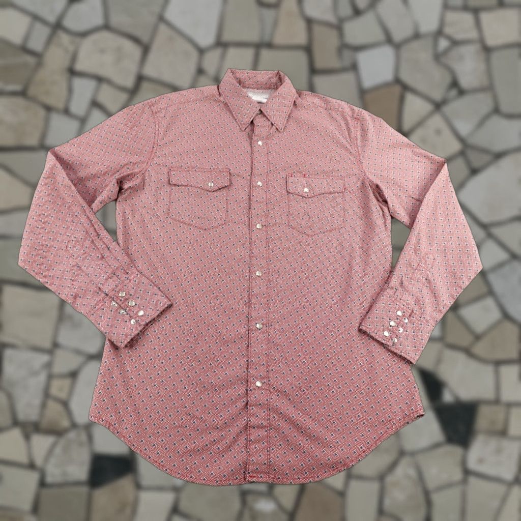 Wrangler Wrangler Shirt Men Medium Red Western Pearl Snap Geometric Rodeo Cowboy Western Size US M / EU 48-50 / 2 - 1 Thumbnail