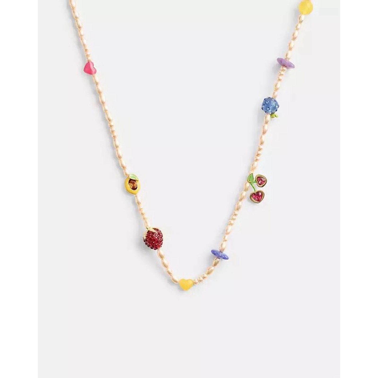 NWT Coach Multicolor Fruit Charm Necklace Gold/Multi CT069
