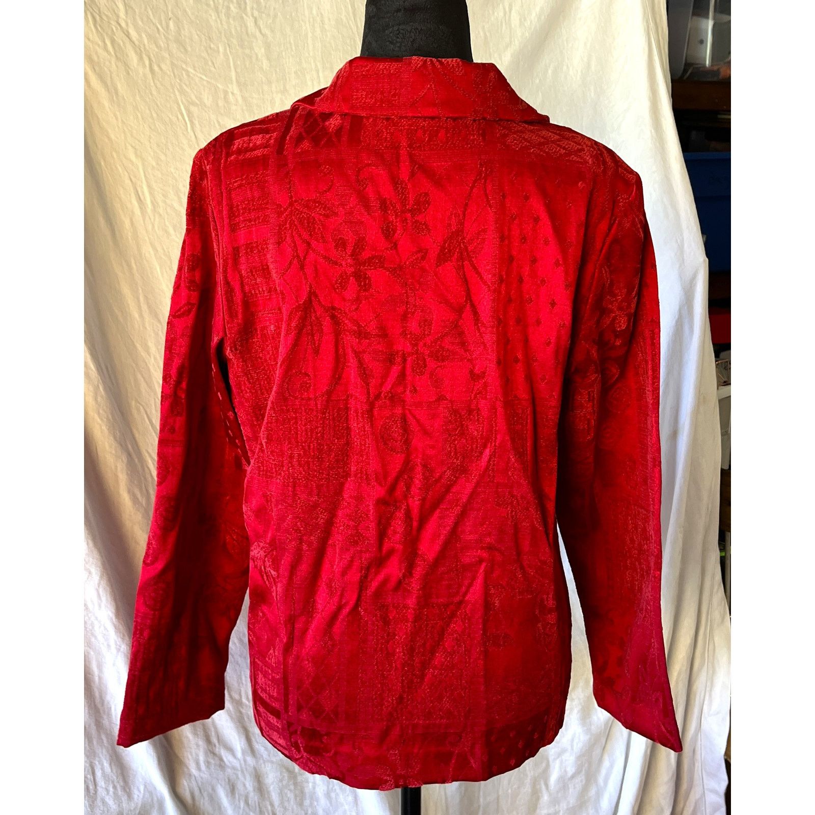 Other DressBarn Red Floral Holiday Jacket Size M, Suede-Feel Size M / US 6-8 / IT 42-44 - 5 Thumbnail