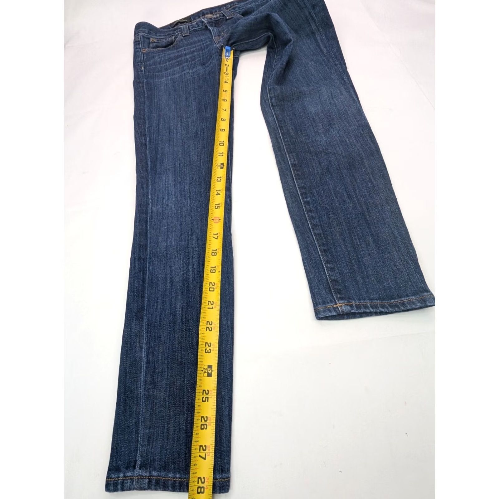 J.Crew J.CREW Toothpick Skinny Jeans Women 25 Blue Stretch Ankle Tapered 28x30 Mid Rise Jeans Size 42" / US 20 - 3 Thumbnail