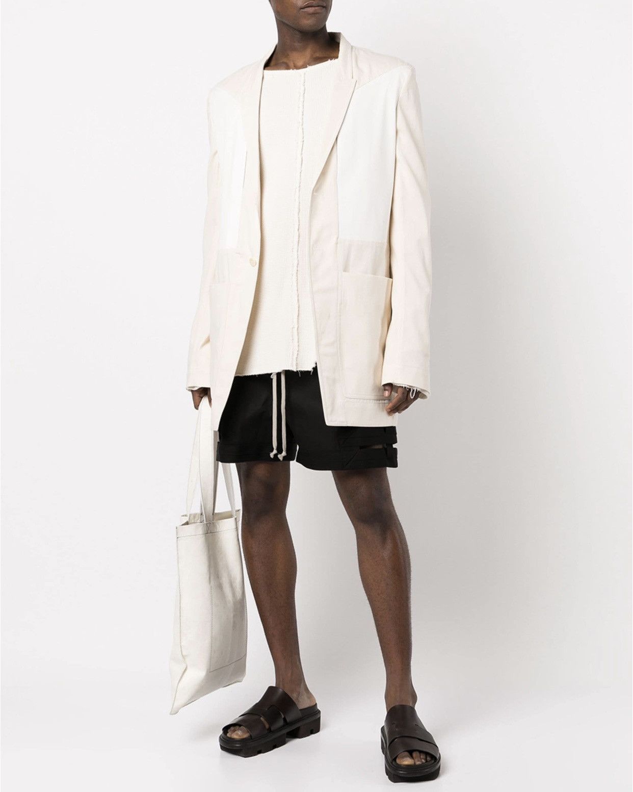 Rick Owens Rick Owens fogachine lido patchwork single-breasted blazer Size 48R - 3 Thumbnail