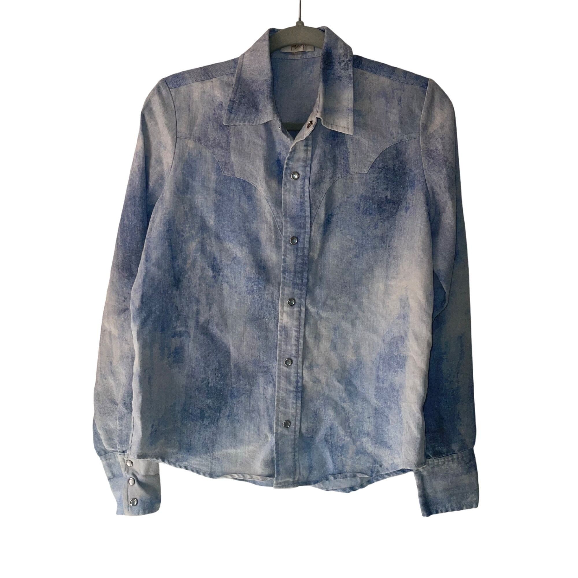 Petersyn Womens Shirt Size Medium Blue Snap Front
