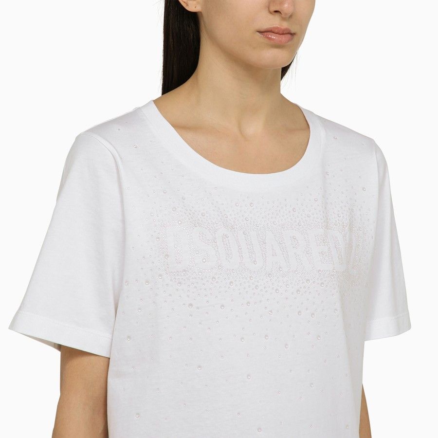 Dsquared2 o1d2blof0824 Cotton Crew-neck Logo T-Shirt in White Size S / US 4 / IT 40 - 4 Thumbnail