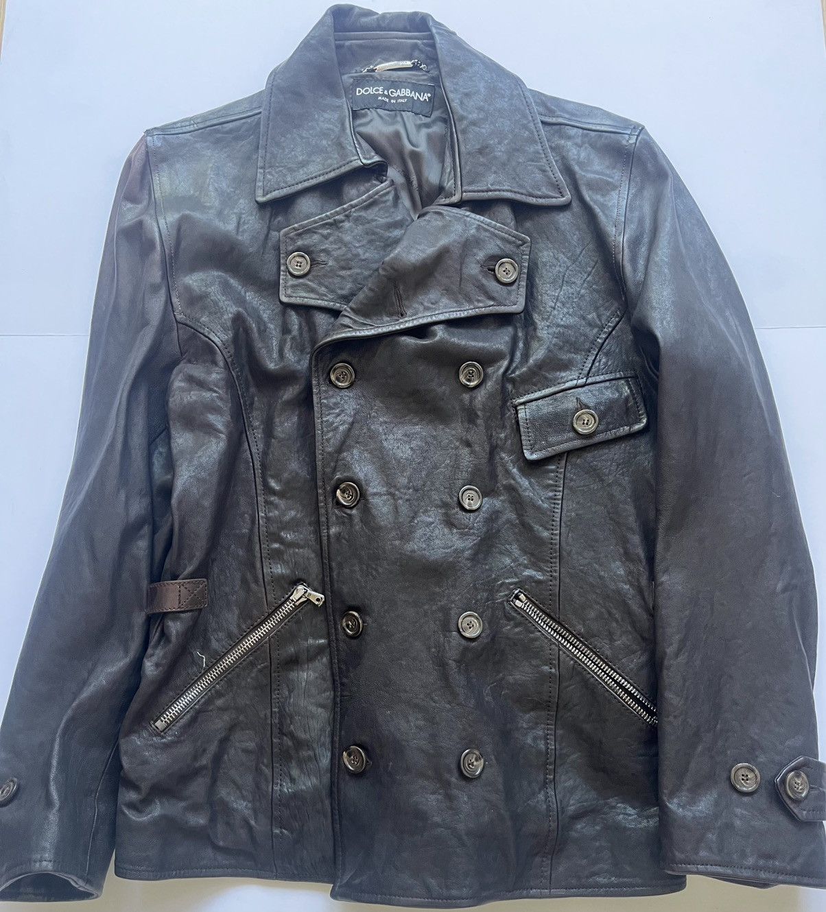 Dolce & Gabbana Dolce & Gabbana Brown Leather Mens Jacket Size US L / EU 52-54 / 3 - 1 Thumbnail