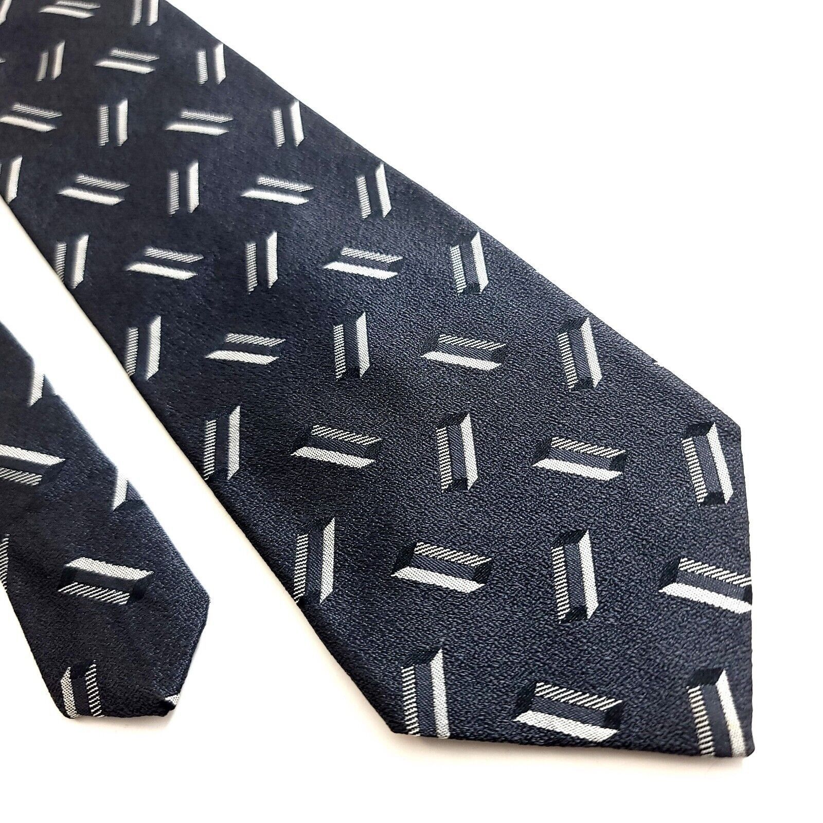 Piattelli Bruno Piattelli Gray Abstract Geometric Woven Wide Silk Tie Size ONE SIZE - 1 Thumbnail