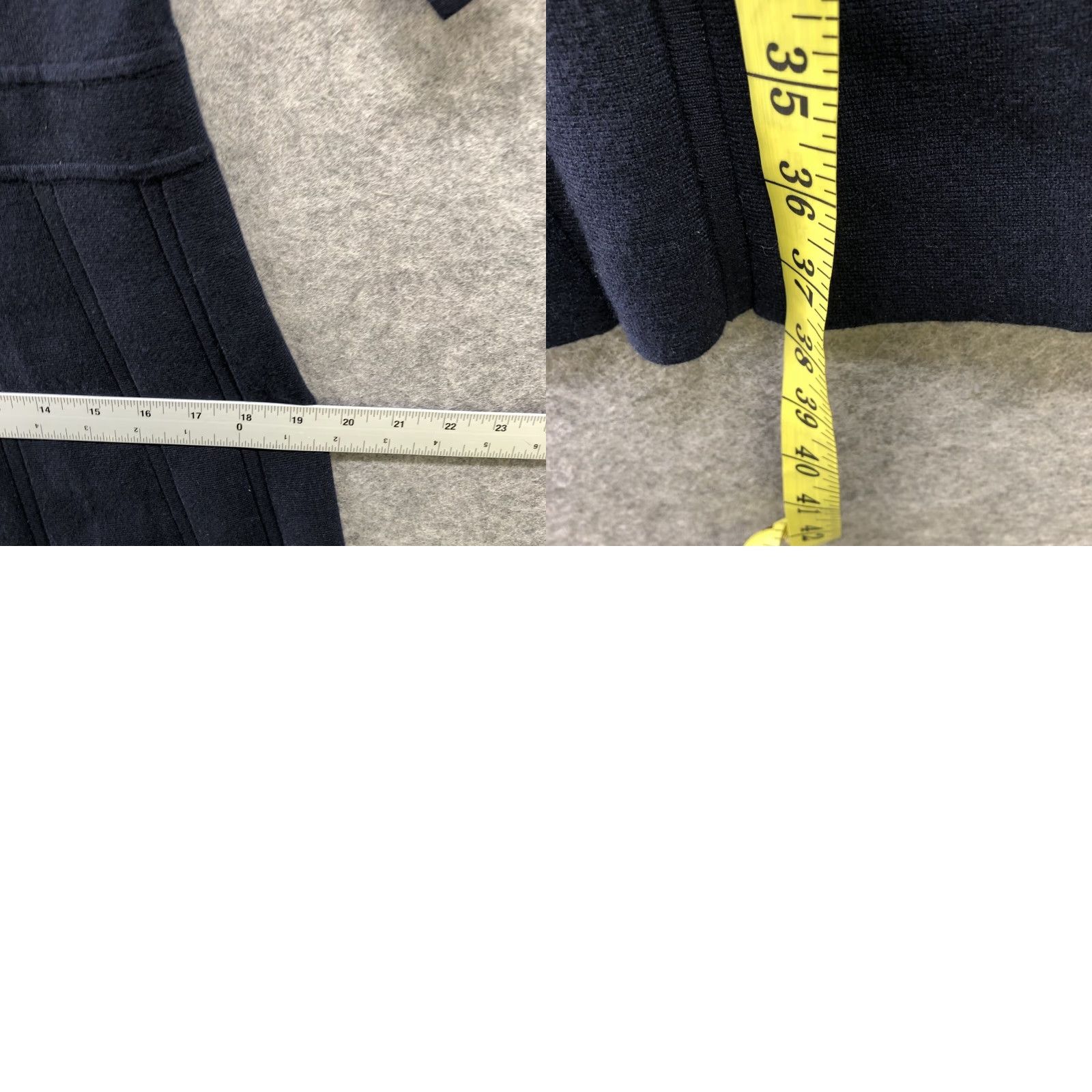 Vintage Carmen Marc Valvo Short Sleeve Sweater Dress Womens L Dark Blue A-Line Pleated Dress Size L / US 10 / IT 46 - 8 Thumbnail