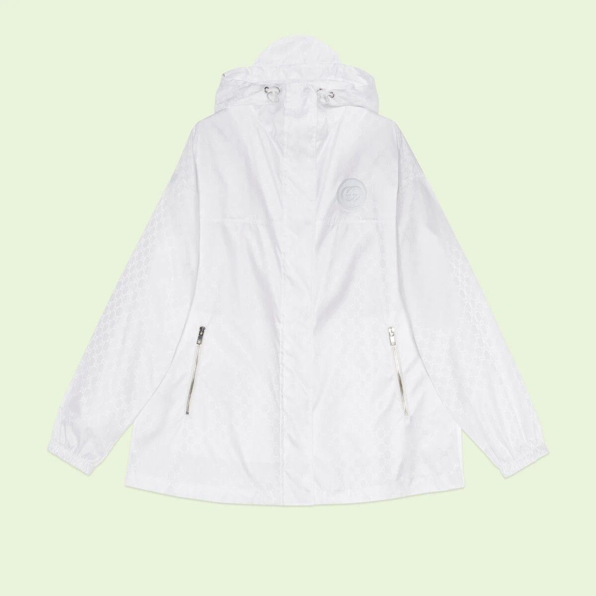 o1mt1gz0525 Nylon GG Jacquard Jacket in White