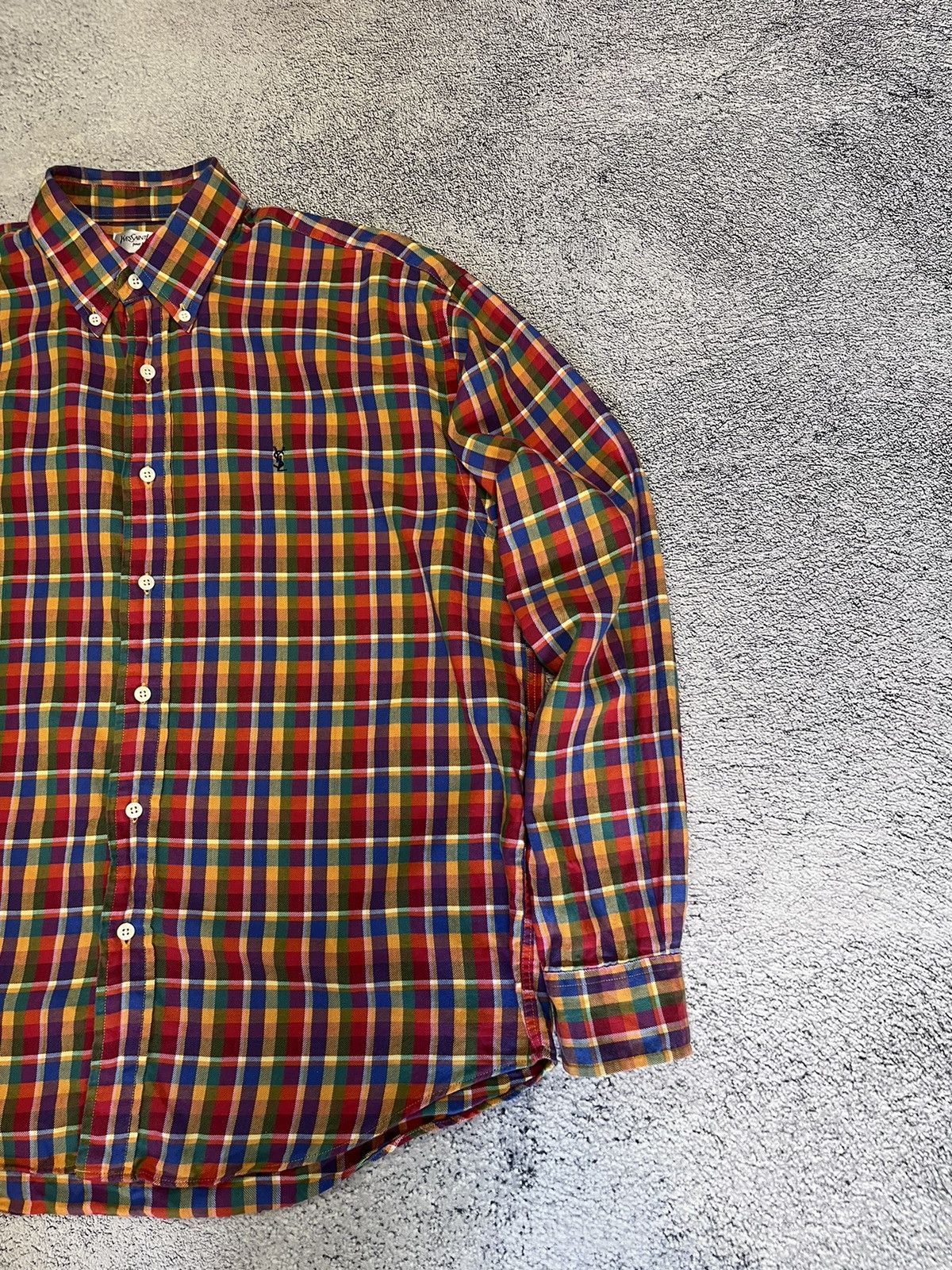 Yves Saint Laurent YSL Yves Saint Laurent Mens L Plaid Shirt Vintage Hong Kong Size US L / EU 52-54 / 3 - 9 Thumbnail