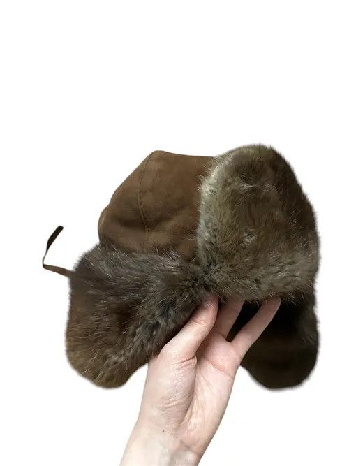 VIBE Real Mink Fur Leather Luxury Vintage Trapper Hat Y2k Size ONE SIZE - 6 Thumbnail